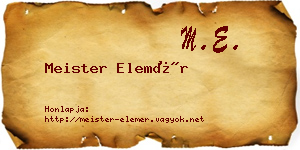 Meister Elemér névjegykártya